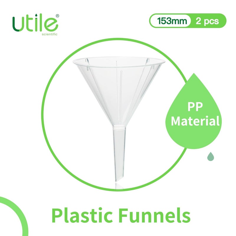 UTILE 2pcs Plastic Analytical Funnel Set, PP Material, Top Diameter 153mm, Small Funnel for Lab Bottles, Recreational Activities, 4512.0019.2 - Image 2